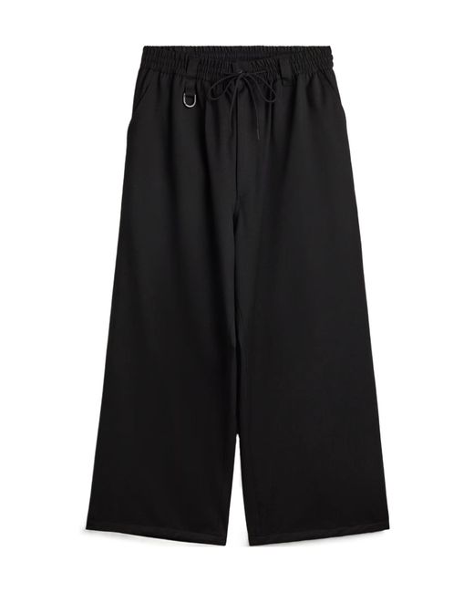 Y-3 Black Wool Straight Leg Pants for men