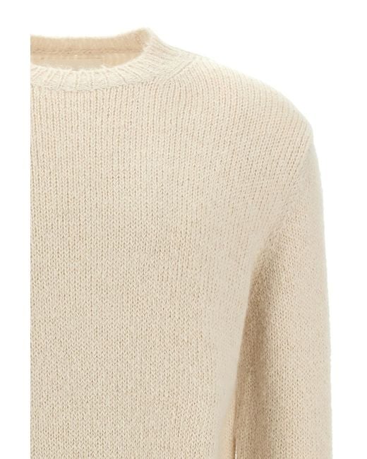 Jil Sander Natural Crewneck Ribbed Hem Jumper for men