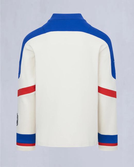 Moose Knuckles Blue Long Sleeve Polo Shirt