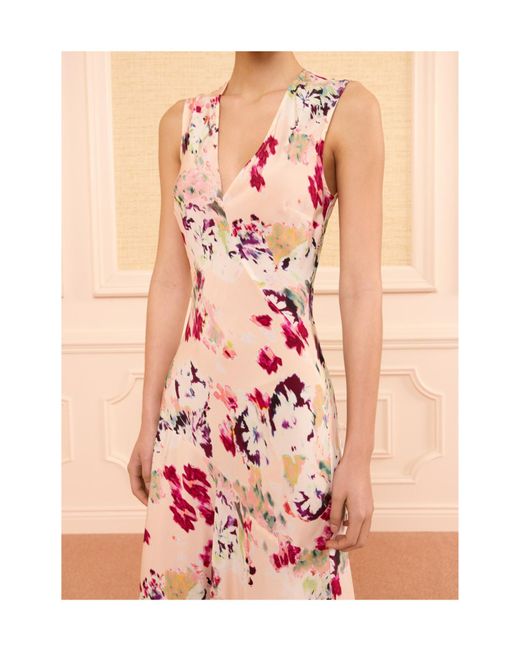 Ulla Johnson Pink Floral-Print V-Neck Midi Dress