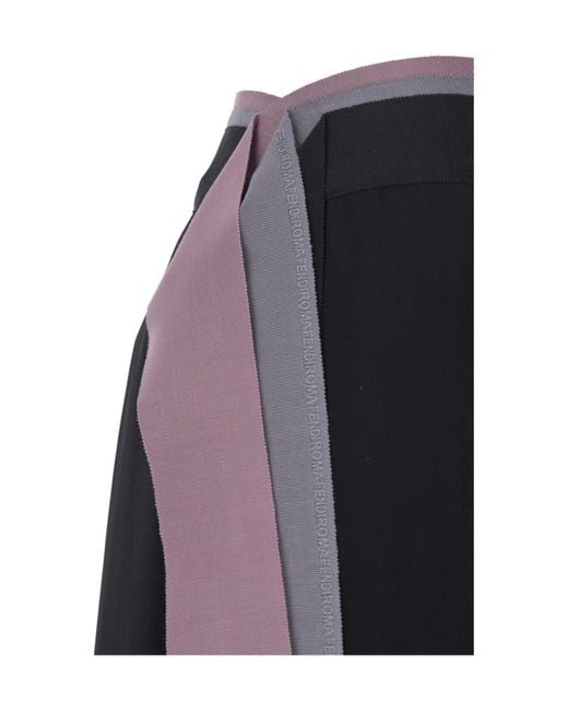 Fendi Blue Asymmetric Skirt With Draped Details And Long Waist Ribbon