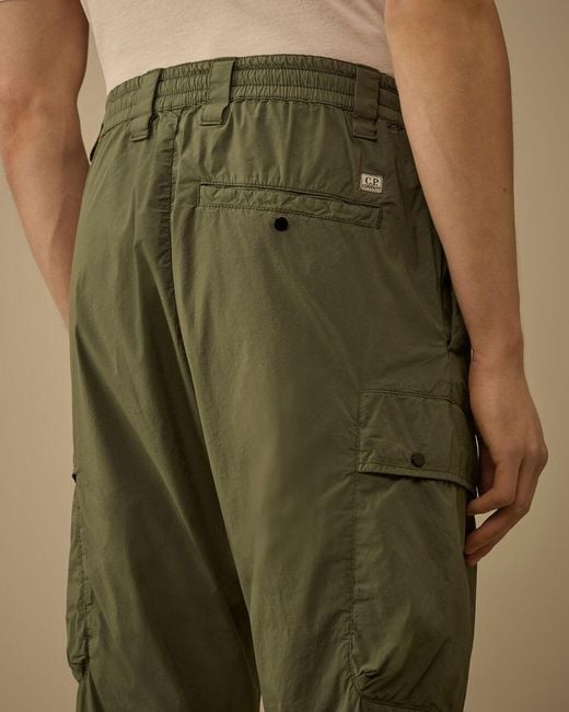 C P Company Green Lens-Detail Cotton Cargo Pants for men