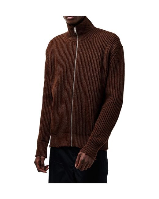 MM6 by Maison Margiela Brown Zip-Through Knitted Cardigan for men