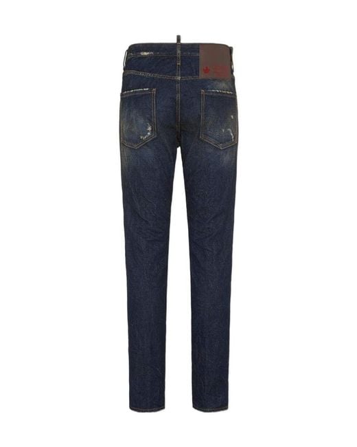 DSquared² Blue Dark Desert Dust Wash Cool Guy Distressed Jeans for men