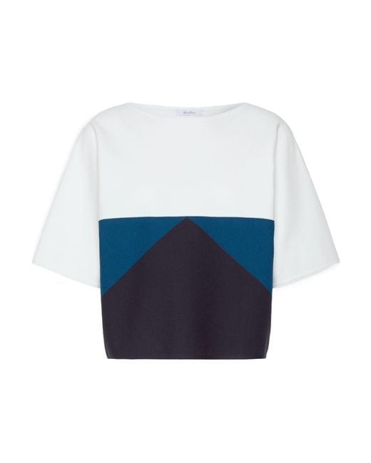 Max Mara Blue Relaxed-Fit Stretch Viscose Sweater