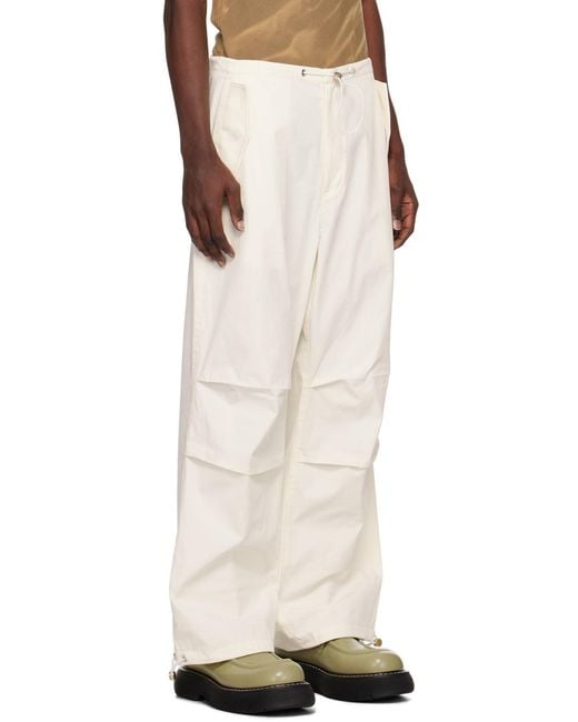 Dion Lee White Drawstring Parachute Trousers for men