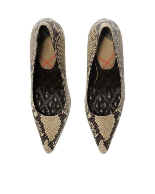 Burberry Metallic Python-Print Leather Dame High Pumps