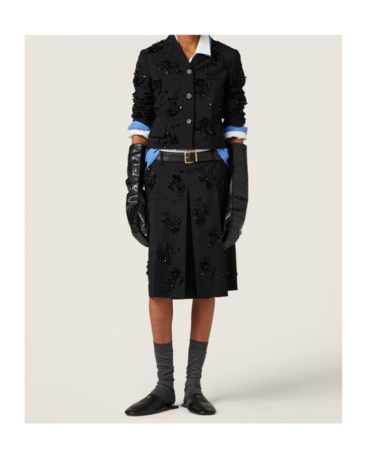 【関税&送料込】Miu Miu Embroidered Wool Mini Skirt Miu Miu Embroidered Silk And Wool Skirt in White | Lyst