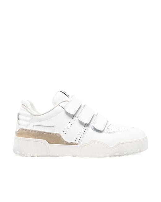 Isabel Marant White Logo-Patch Touch-Strap Sneakers for men