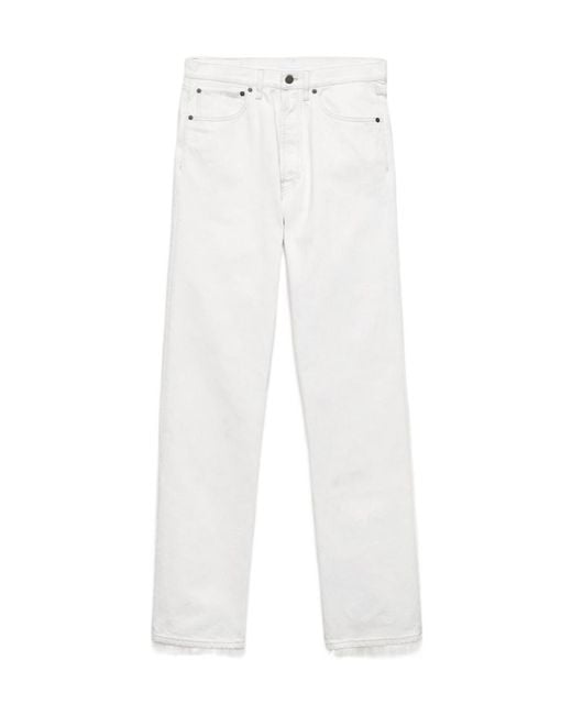 Prada White Old Denim Five-Pocket Jeans for men