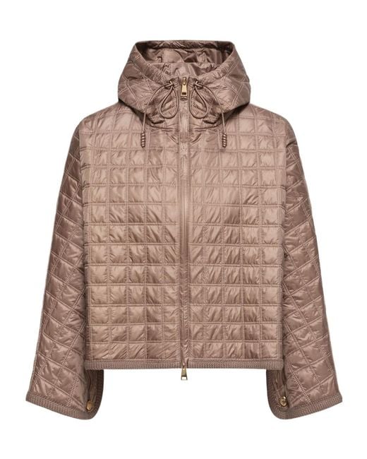Moncler Brown Hooded Square-Quilted Padded Cape