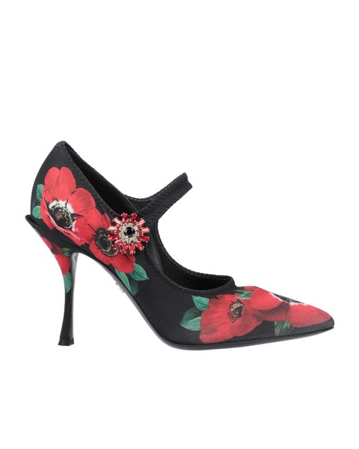 Dolce & Gabbana Red Printed Mary Jane High Heels
