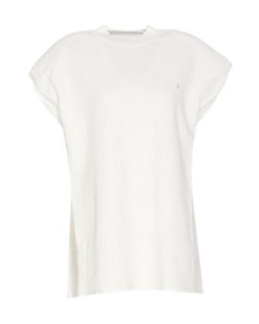 The Attico White Shoulder-Padded Waflle-Effect T-Shirt