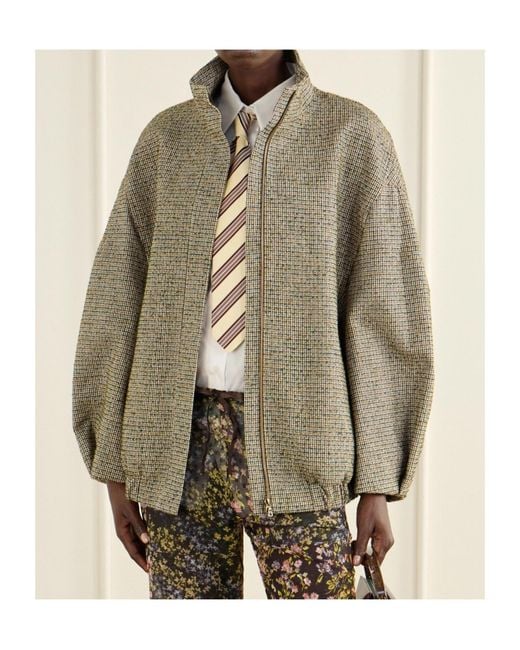 Dries Van Noten Brown Checked Bomber Jacket