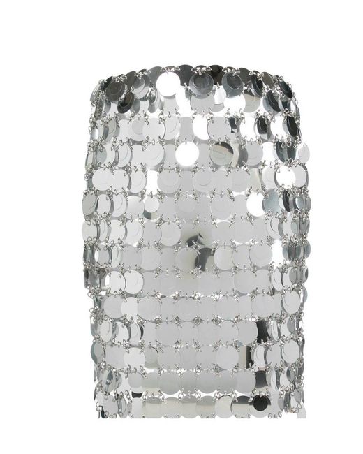 Rabanne Gray Asymmetric Circular-Disc Mini Skirt