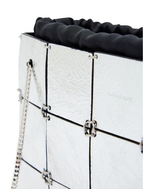 Khaite White Emma Mini Patchwork Metal And Leather Shoulder Bag