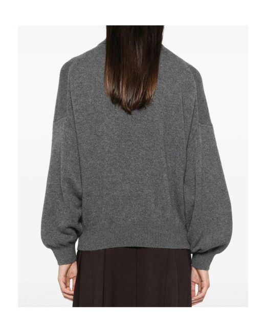 Lisa Yang Gray Long-Sleeved Polo Collar Sweater