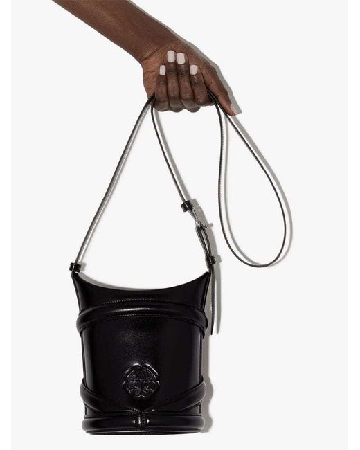 McQueen White Curve Small Bucket Bag