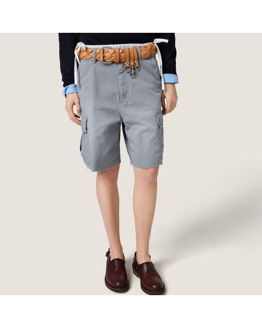 Miu Miu Gray Logo-Detailed Cargo Shorts