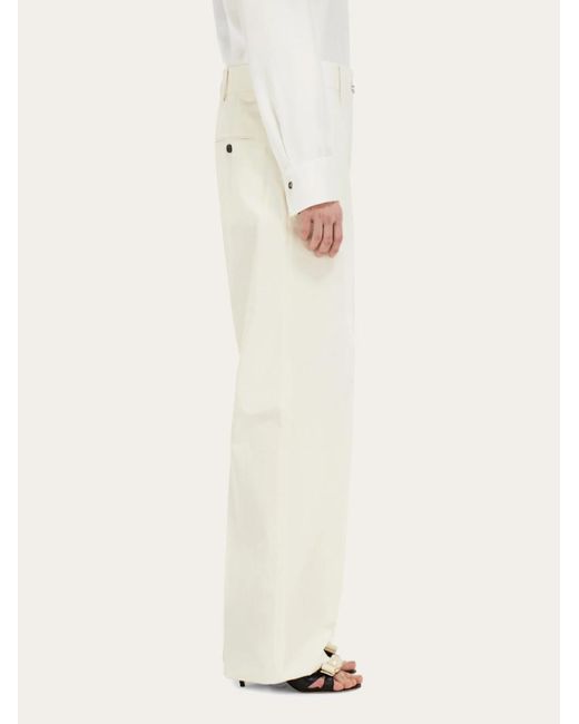 Ferragamo White Ferragamo Wide-Leg Tailored Trousers