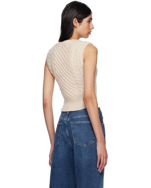 Rag & Bone Natural Cable-Knit V-Neck Vest