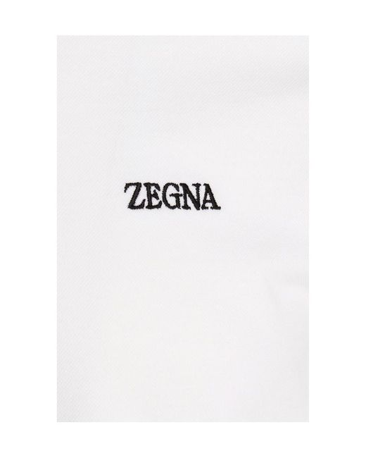 Zegna White Logo-Embroidered Short-Sleeved Polo Shirt for men