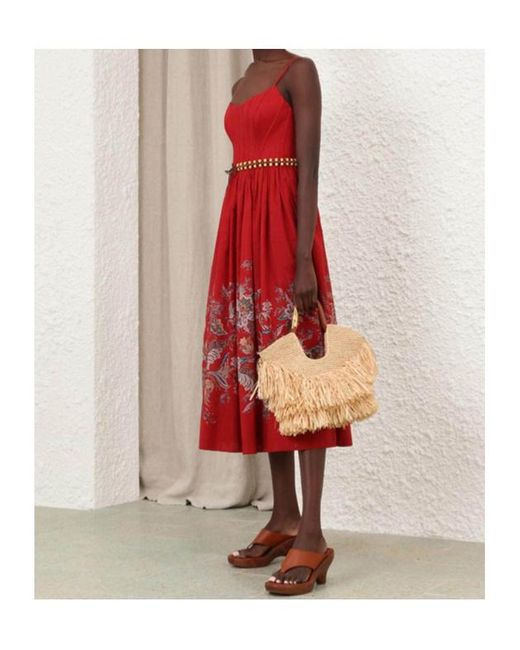 Zimmermann Red Rhiannon Corset Midi Dress