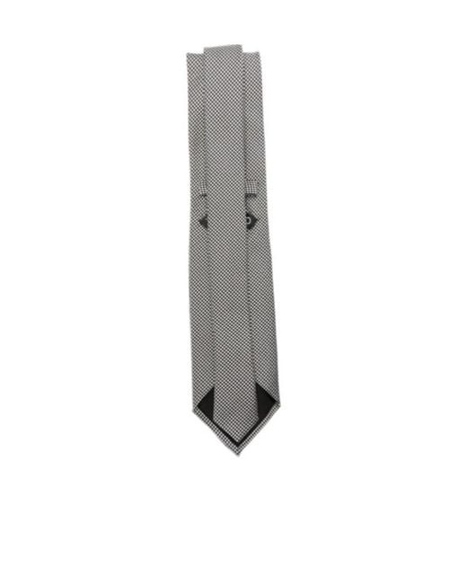 Tom Ford White Silk Tie With Geometric Pattern for men