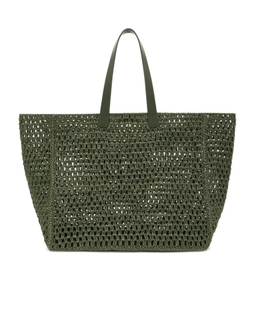Anine Bing Green Logo Patch Interwovened Top Handle Bag