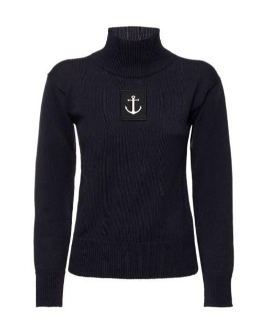 Jil Sander Blue Logo Turtleneck Sweater