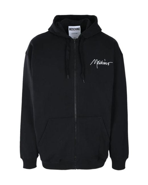 Moschino Black Logo-Print Cotton Hoodie for men