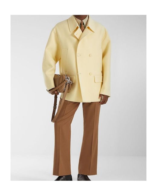 Fendi Natural Double Breasted Pea Coat for men