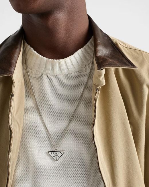 Prada Metallic Enameled Metal Necklace for men