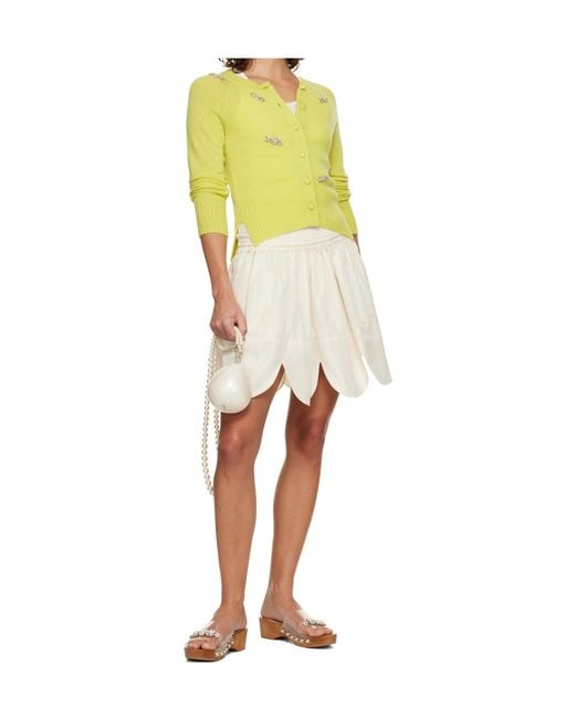 Simone Rocha Yellow Long-Sleeved Cashmere Knit Cardigan