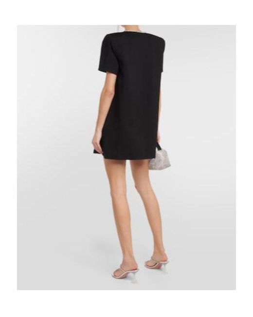 Area Black Crystal Bow Jersey T-Shirt Dress