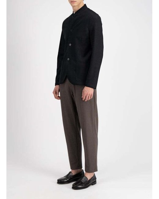 Harris Wharf London Black Nehru Bomber Jacket for men