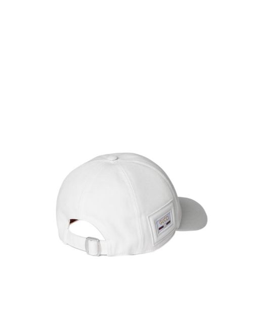 Gucci White Cotton Canvas Baseball Hat for men