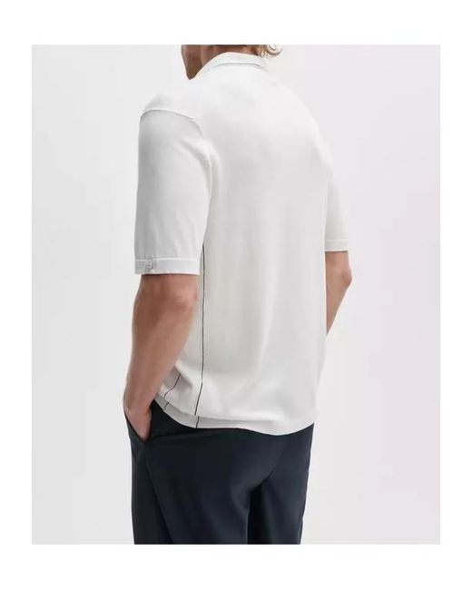 Rag & Bone White Silk-Cotton Blend Johnny-Collar Polo Shirt for men