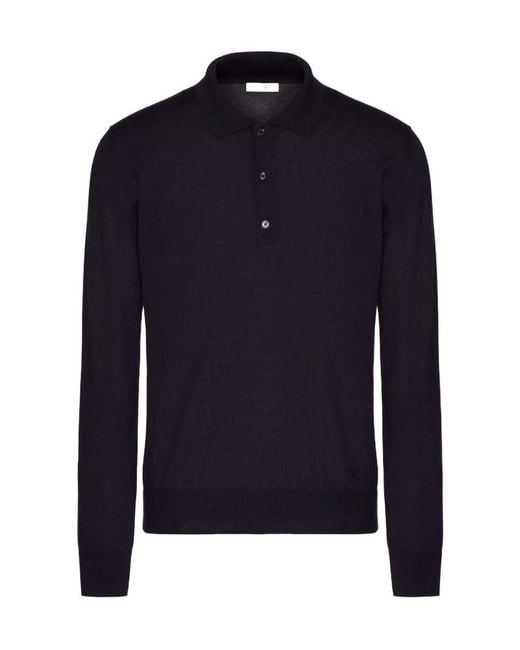 Valentino Blue Long-Sleeved Polo Shirt for men