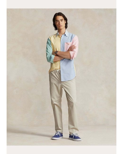 Polo Ralph Lauren Blue Logo Embroidered Colourblock Shirt for men