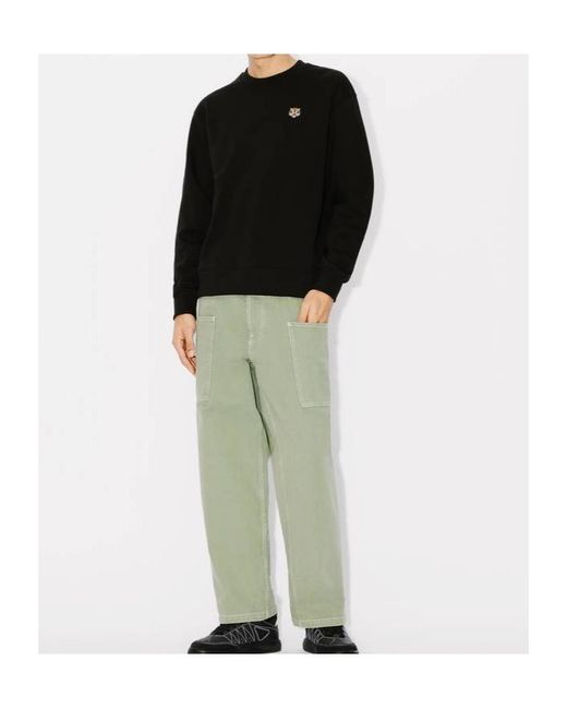 KENZO Black Lucky Tiger Embroidered Crewneck Sweatshirt for men