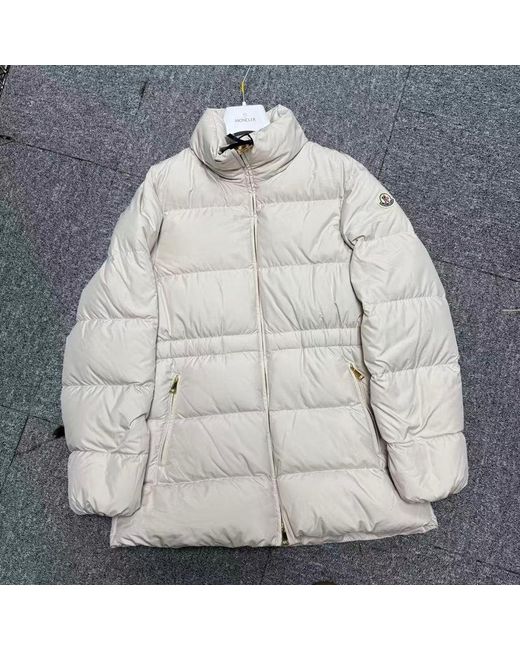 Moncler White Brossette Zip-Up Puffer Jacket