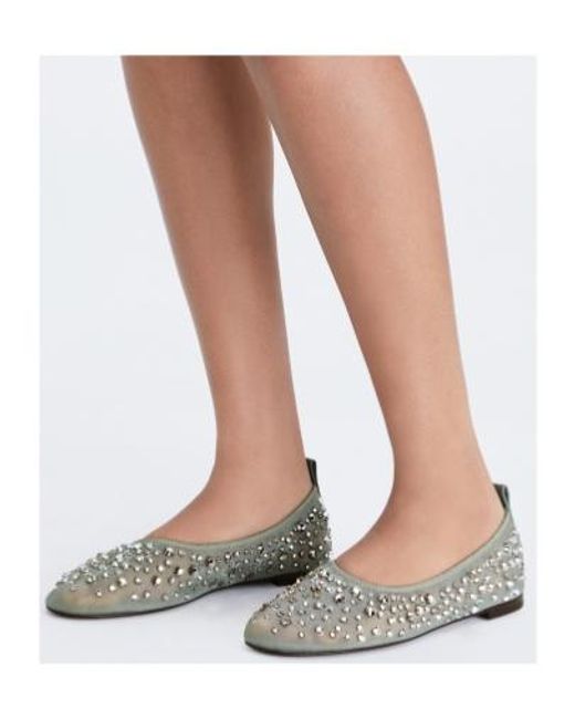 Tory Burch Green Embellished Ballet Flats