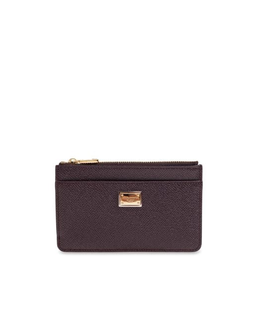 Dolce & Gabbana Purple Dauphine Logo Plaque Card Holder