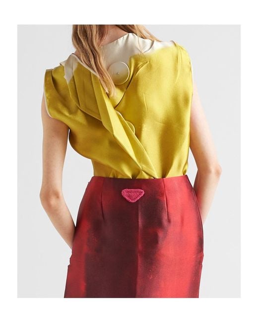 Prada Yellow Crewneck Sleeveless Top