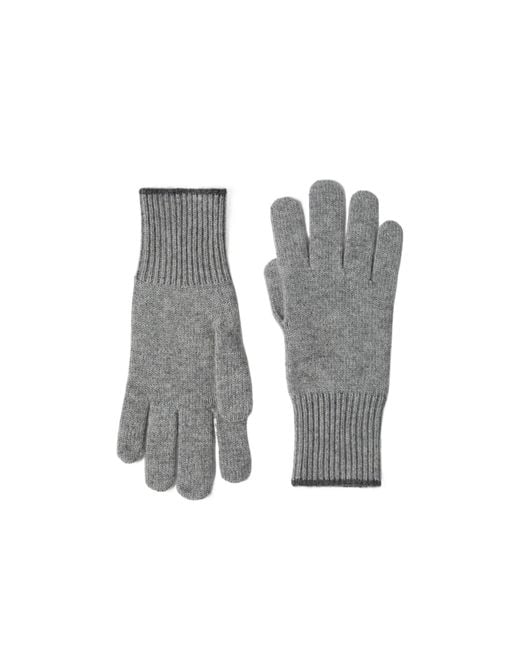 Brunello Cucinelli Gray Ribbed-Knit Cashmere Gloves for men