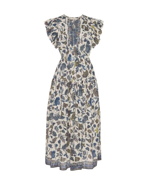 Ulla Johnson White Kairi Flutter Sleeve Midi Dress
