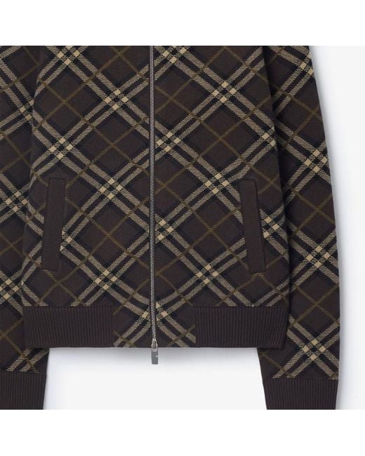 Burberry Black Check Wool Cashmere Bomber Jacket for men