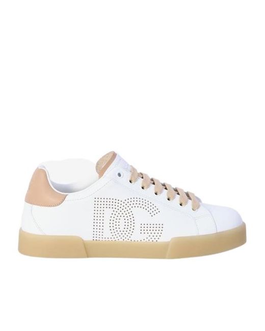Dolce & Gabbana White Dg Logo Perforated Sneakers for men