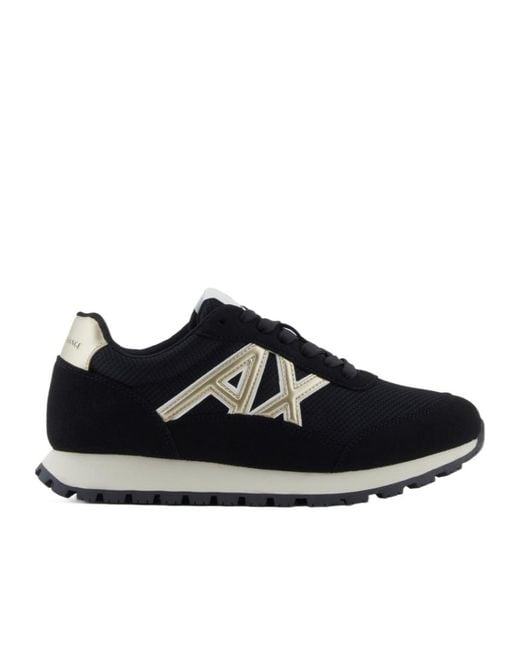ARMANI EXCHANGE Black Logo-Detail Sneakers